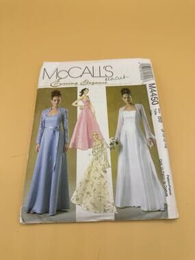 McCall’s M4450 Uncut Evening Elegance Bridal Gown Dress Pattern 8-14 BB